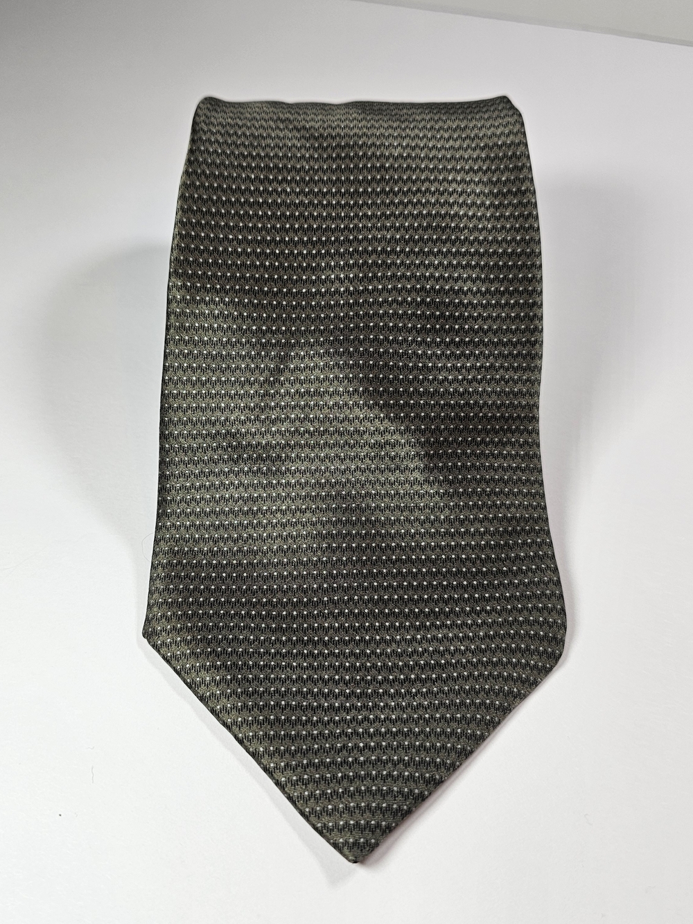 Classic Men's Olive Green Patterned Tie 100% Silk